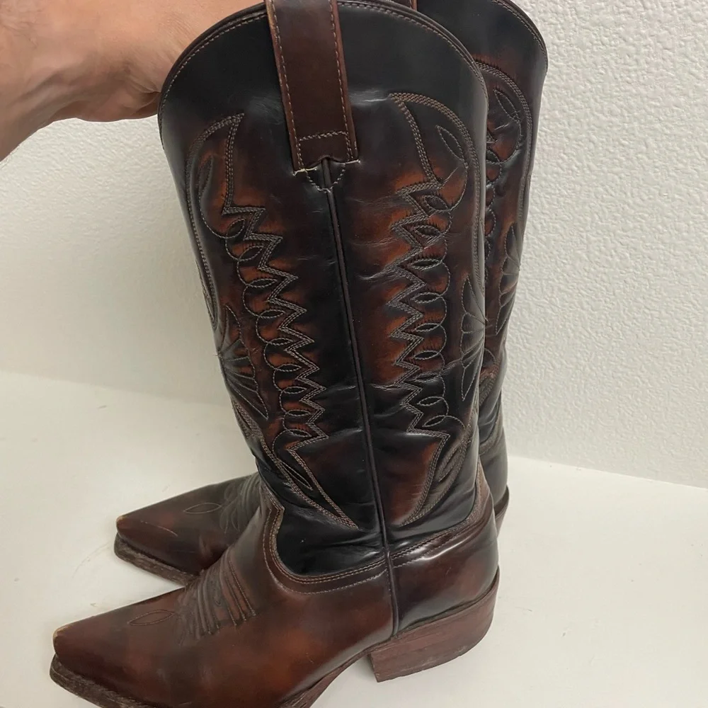 Buffalo David Bitton Brown Leather Western Cowboy Boots - Picture 9 of 16